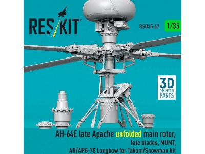 Ah-64 E Late Apache - Unfolded Main Rotor, Late Blades, Mumt, An/Apg-78 Longbow (For Takom / Snowman Kits / 3d-printed) - zdjęc