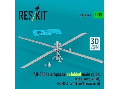 Ah-64 E Late Apache - Unfolded Main Rotor, Late Blades, Mumt, Mumt-x (For Takom / Snowman Kits / 3d-printed) - zdjęcie 1