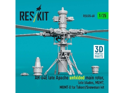 Ah-64 E Late Apache - Unfolded Main Rotor, Late Blades, Mumt, Mumt-x (For Takom / Snowman Kits / 3d-printed) - zdjęcie 2