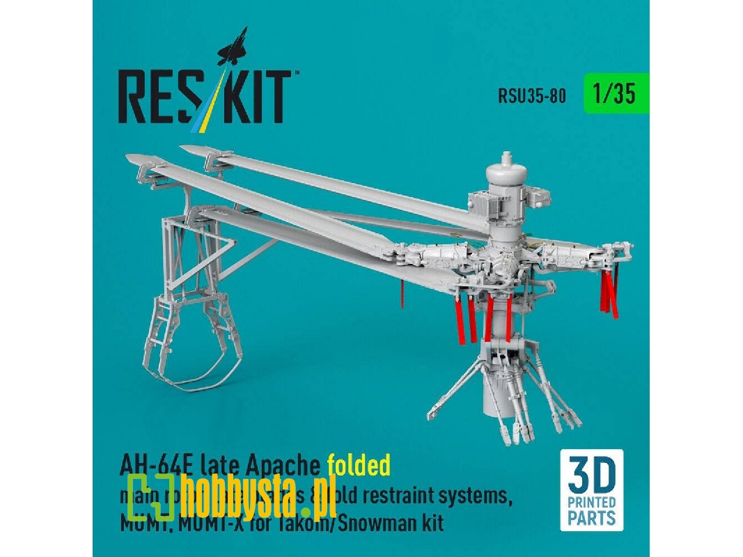 Ah-64 E Late Apache - Folded Main Rotor, Late Blades & Fold Restraint Systems, Mumt, Mumt-x (For Takom And Snowman Kits / 3d-pri