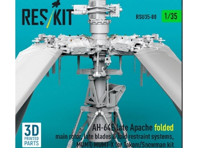 Ah-64 E Late Apache - Folded Main Rotor, Late Blades & Fold Restraint Systems, Mumt, Mumt-x (For Takom And Snowman Kits / 3d-pri