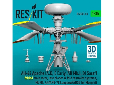 Ah-64 Apache (A,d, E Early, Ah Mk.I, Di Saraf) - Folded Main Rotor, Late Blades & Fold Restraint Systems, Mumt, An/Apg-78 Longbo