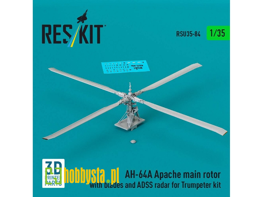 Ah-64 A Apache - Main Rotor With Blades And Adss Radar (For Trumpeter Kits / 3d-printed) - zdjęcie 1