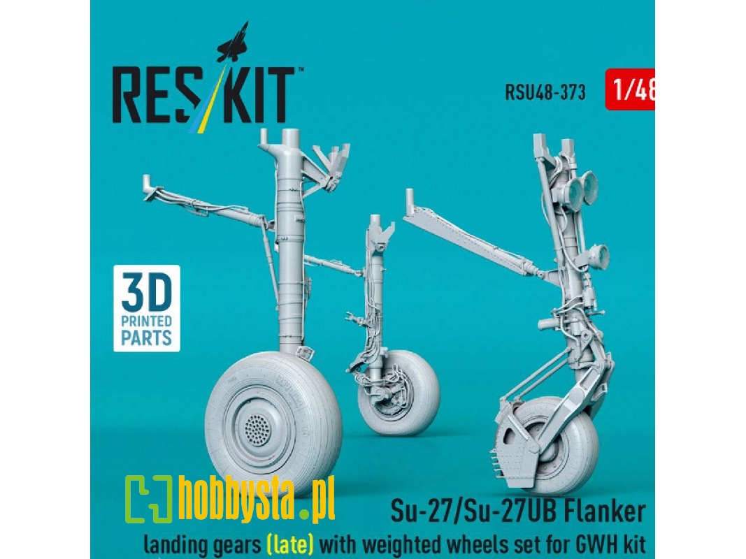 Sukhoi Su-27/Su-27ub Flanker - Landing Gears (Late) With Weighted Wheels Set (For Gwh Kits / 3d-printed) - zdjęcie 1