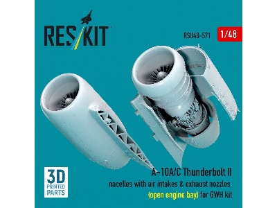 Fairchild A-10 A/C Thunderbolt Ii - Nacelles With Air Intakes & Exhaust Nozzles / Open Engine Bay (For Gwh Kits / 3d-printed) - 