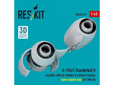 Fairchild A-10 A/C Thunderbolt Ii - Nacelles With Air Intakes & Exhaust Nozzles / Open Engine Bay (For Gwh Kits / 3d-printed) - 