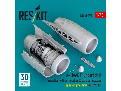 Fairchild A-10 A/C Thunderbolt Ii - Nacelles With Air Intakes & Exhaust Nozzles / Open Engine Bay (For Gwh Kits / 3d-printed) - 