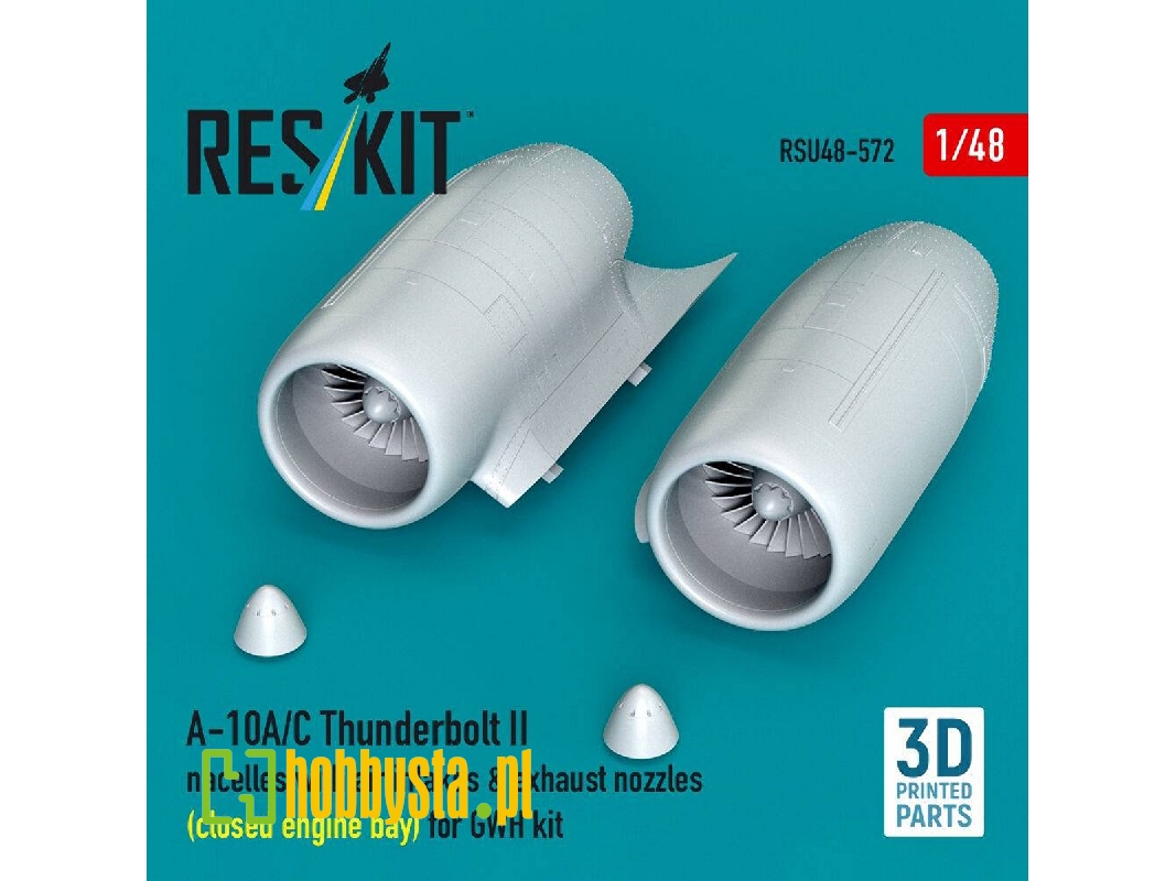 Fairchild A-10 A/C Thunderbolt Ii - Nacelles With Air Intakes & Exhaust Nozzles / Close Engine Bay (For Gwh Kits / 3d-printed) -