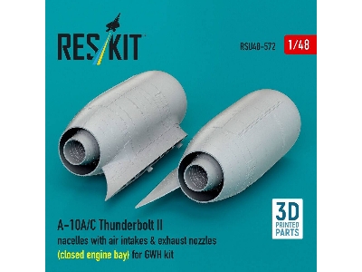 Fairchild A-10 A/C Thunderbolt Ii - Nacelles With Air Intakes & Exhaust Nozzles / Close Engine Bay (For Gwh Kits / 3d-printed) -