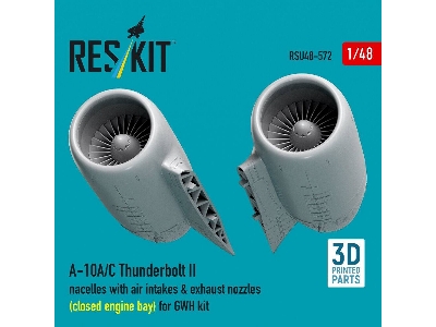 Fairchild A-10 A/C Thunderbolt Ii - Nacelles With Air Intakes & Exhaust Nozzles / Close Engine Bay (For Gwh Kits / 3d-printed) -