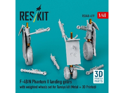 Mcdonnell Douglas F-4 B/N Phantom Ii - Landing Gears With Weighted Wheels Set (For Tamiya Kits / Metal + 3d-printed) - zdjęcie 