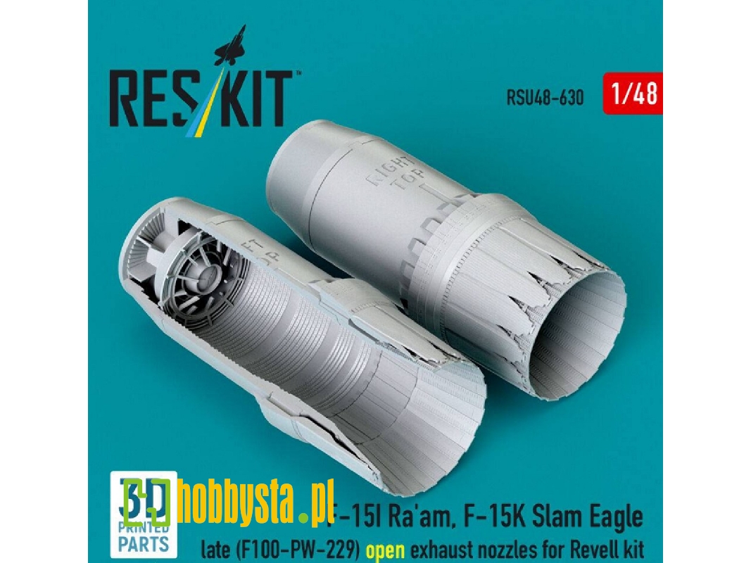 F-15i Ra'am And F-15k Slam Eagle Late - F100-pw-229 Open Exhaust Nozzles (For Revell Kits / 3d-printed) - zdjęcie 1