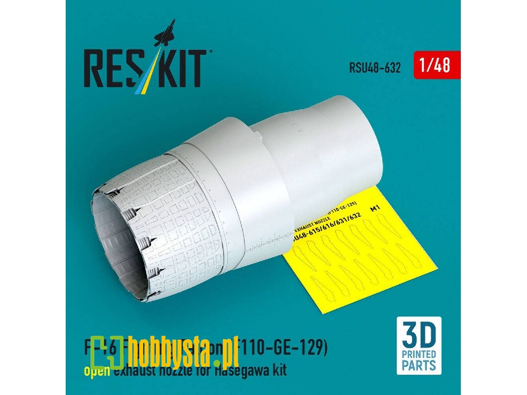 Lockheed Martin F-16 Fighting Falcon - F110-ge-129 Open Exhaust Nozzle (For Hasegawa Kits / 3d-printed) - zdjęcie 1