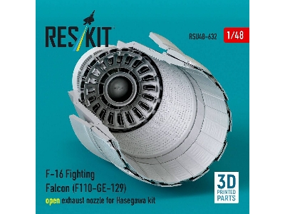 Lockheed Martin F-16 Fighting Falcon - F110-ge-129 Open Exhaust Nozzle (For Hasegawa Kits / 3d-printed) - zdjęcie 3