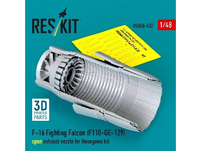 Lockheed Martin F-16 Fighting Falcon - F110-ge-129 Open Exhaust Nozzle (For Hasegawa Kits / 3d-printed) - zdjęcie 4