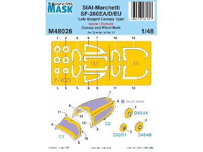 Siai-marchetti Sf-260ea/D/Eu 'late Bulged Canopy Type' Inside/Outside Canopy And Wheel Mask (For Special Hobby) - zdjęcie 1