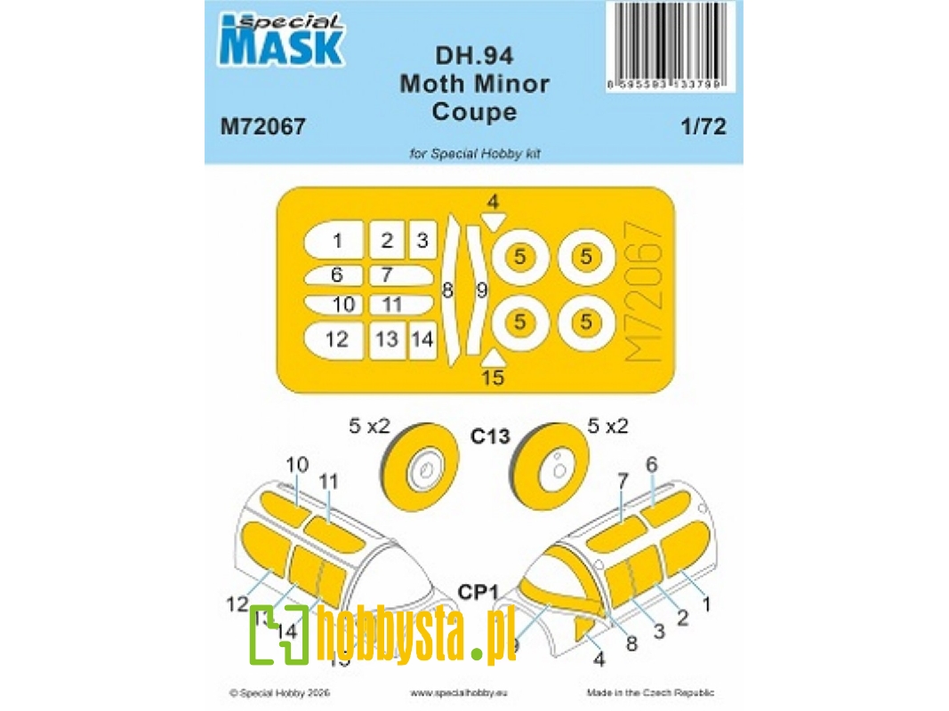 De Havilland Dh.94 Moth Minor Coupe - Mask Set (For Special Hobby Kits) - zdjęcie 1