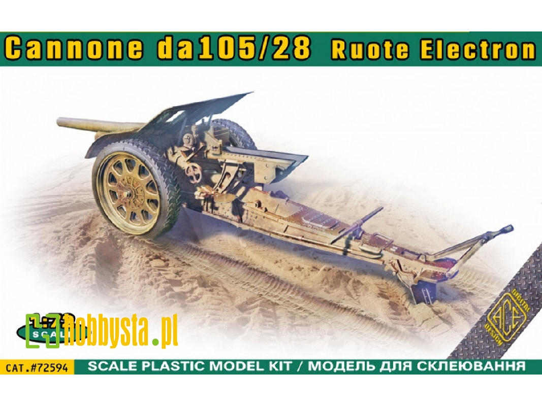 Italian 105/28 Field Cannon With Rubberized Wheels - zdjęcie 1