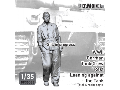 German Wwii Tank Crew Rest Leaning Front Of Tiger I (1 Figure /  2 Head / 3d-printed) - zdjęcie 1