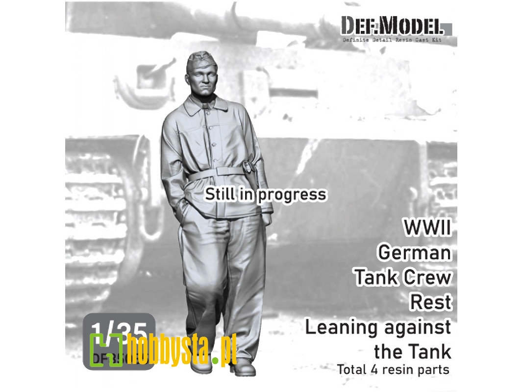 German Wwii Tank Crew Rest Leaning Front Of Tiger I (1 Figure /  2 Head / 3d-printed) - zdjęcie 1