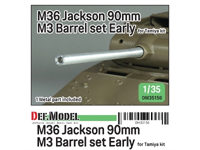 Us M36 Jackson - 90 Mm M3 Metal Barrel Set - Early (For Tamiya Kits) - zdjęcie 1