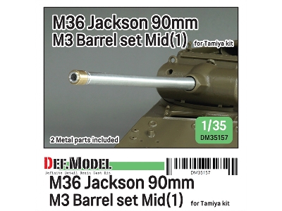 Us M36 Jackson - 90 Mm M3 Metal Barrel Set - Mid.(1) (For Tamiya Kits) - zdjęcie 1