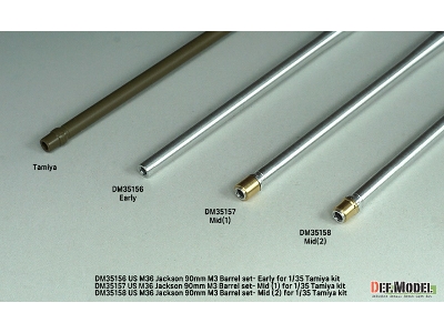 Us M36 Jackson - 90 Mm M3 Metal Barrel Set - Mid.(1) (For Tamiya Kits) - zdjęcie 5