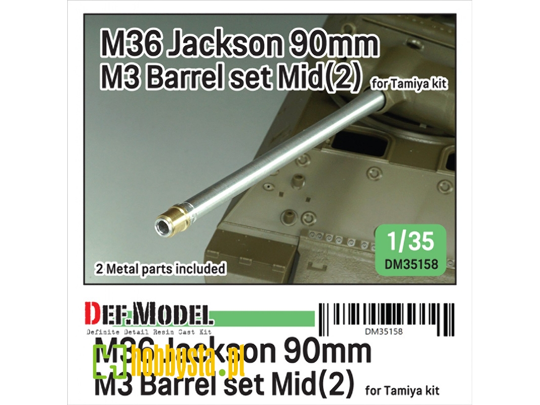 Us M36 Jackson - 90 Mm M3 Metal Barrel Set - Mid.(2) (For Tamiya Kits) - zdjęcie 1