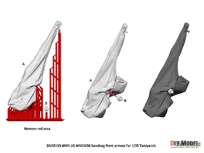 Us M10 Wolverine / M36 Jackson - Front Sand Bag Armour Set (For Tamiya Kits) - zdjęcie 3