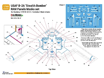 Usaf B-2 A Spirit - Ram Panel Mask Sheet Set (For Academy Kits) - zdjęcie 6