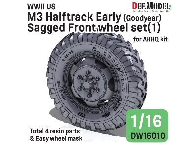 Us Ww2 M3 Halftrack Early - Front Sagged Wheel Set 1 / Goodyear (For Ahhq Kits) - zdjęcie 1