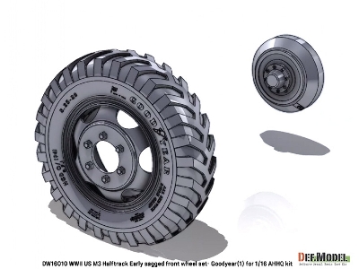 Us Ww2 M3 Halftrack Early - Front Sagged Wheel Set 1 / Goodyear (For Ahhq Kits) - zdjęcie 2