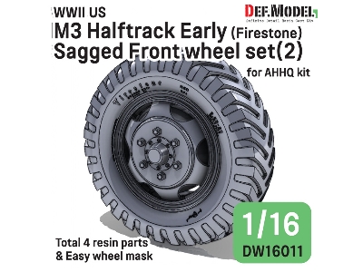 Us Ww2 M3 Halftrack Early - Front Sagged Wheel Set 2 / Firestone (For Ahhq Kits) - zdjęcie 1