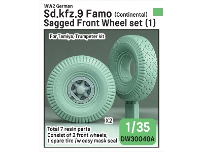 German Sd.Kfz.9 Famo - Sagged Front Wheel Set (For Tamiya Kits) - zdjęcie 1