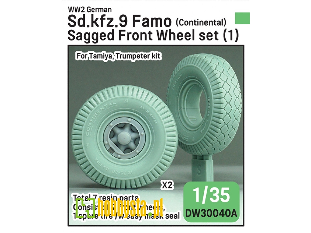 German Sd.Kfz.9 Famo - Sagged Front Wheel Set (For Tamiya Kits) - zdjęcie 1