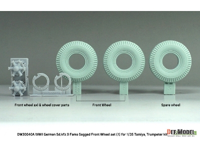 German Sd.Kfz.9 Famo - Sagged Front Wheel Set (For Tamiya Kits) - zdjęcie 2