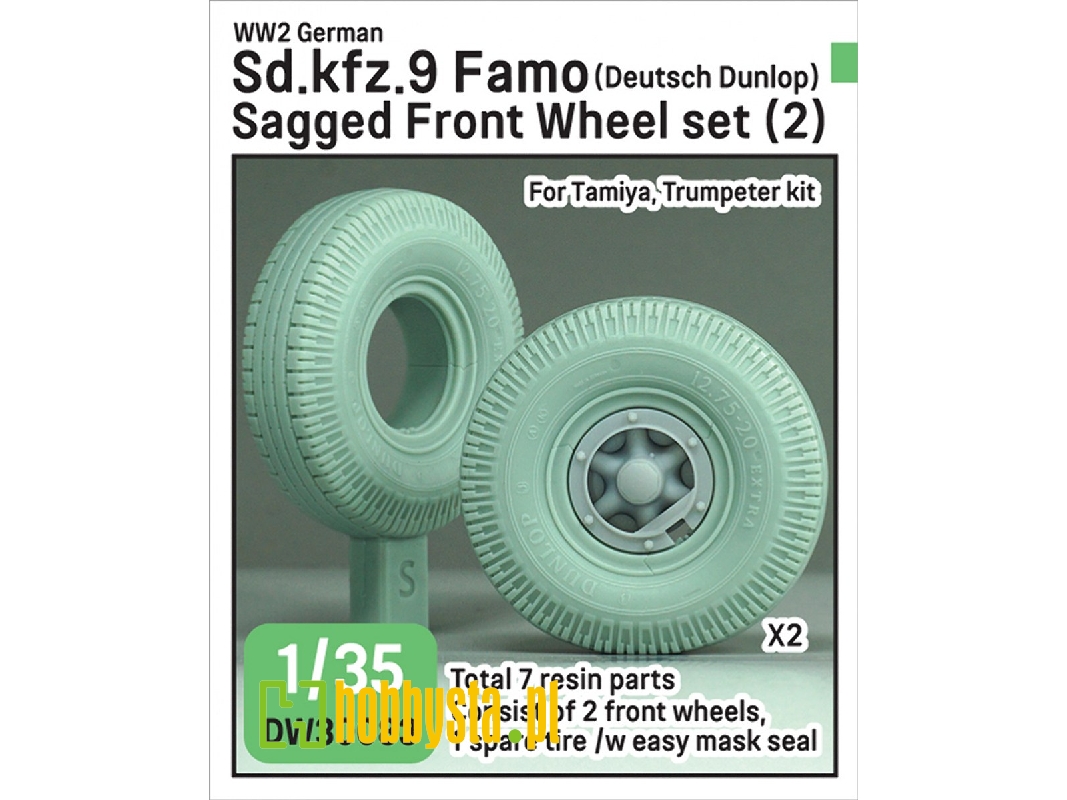 German Sd.Kfz.9 Famo - Front Wheel Set 2 - Deutsch Dunlop (For Tamiya And Trumpeter Kits) - zdjęcie 1
