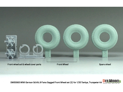 German Sd.Kfz.9 Famo - Front Wheel Set 2 - Deutsch Dunlop (For Tamiya And Trumpeter Kits) - zdjęcie 2