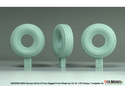 German Sd.Kfz.9 Famo - Front Wheel Set 2 - Deutsch Dunlop (For Tamiya And Trumpeter Kits) - zdjęcie 3