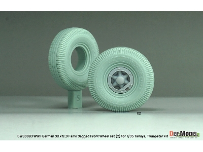 German Sd.Kfz.9 Famo - Front Wheel Set 2 - Deutsch Dunlop (For Tamiya And Trumpeter Kits) - zdjęcie 4