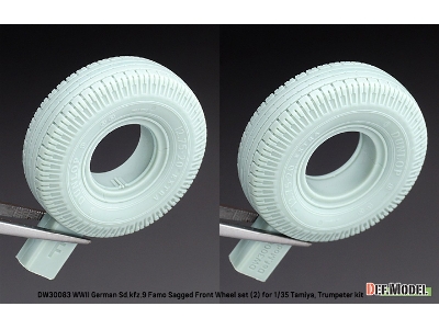 German Sd.Kfz.9 Famo - Front Wheel Set 2 - Deutsch Dunlop (For Tamiya And Trumpeter Kits) - zdjęcie 5