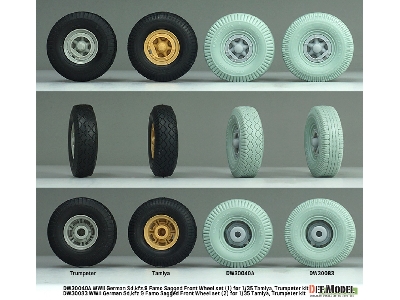 German Sd.Kfz.9 Famo - Front Wheel Set 2 - Deutsch Dunlop (For Tamiya And Trumpeter Kits) - zdjęcie 7