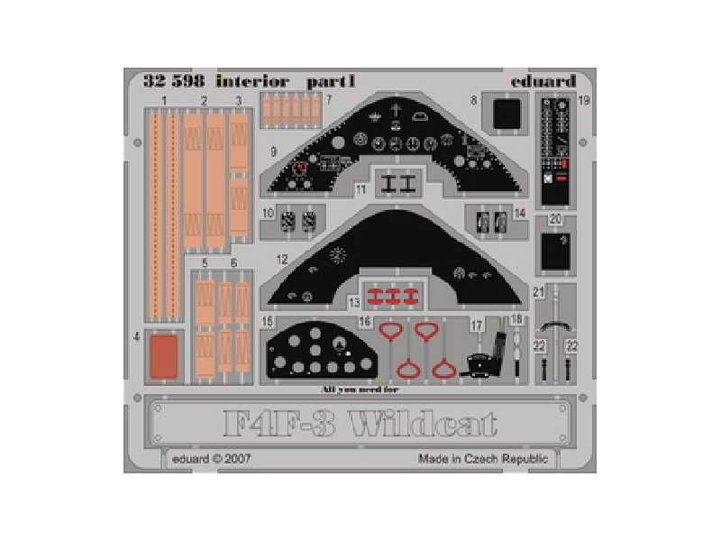 F4F-3 interior S. A. 1/32 - Trumpeter - blaszki - zdjęcie 1 F4F-3 interior S. A. 1/32 - Trumpeter - blaszki - zdjęcie 1