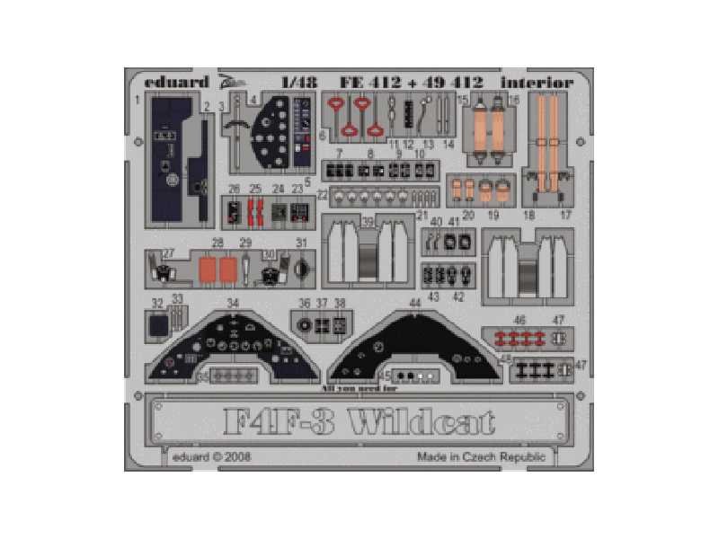  F4F-3 interior S. A. 1/48 - Hobby Boss - blaszki - zdjęcie 1