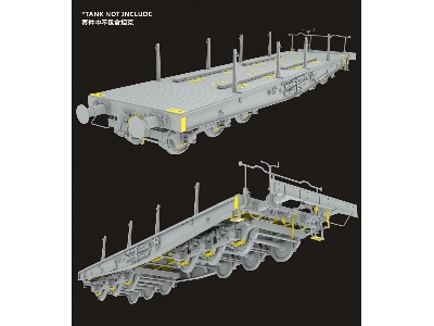 German 80t Type Ssyms Flatcar Schwerer Platformwagen With Early Feature / Tank Not Included (Gold Version) - zdjęcie 4