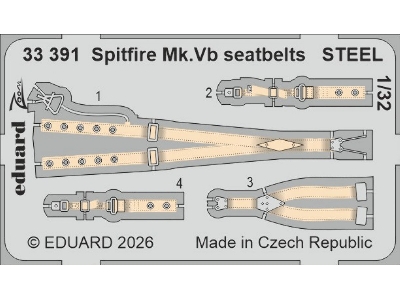 Supermarine Spitfire Mk.Vb - Steel Seatbelts (For Kotare Kits) - zdjęcie 1