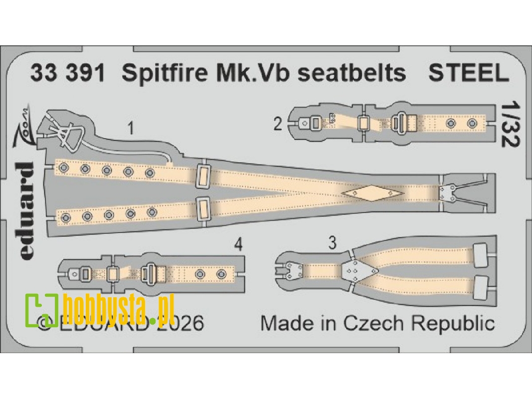 Supermarine Spitfire Mk.Vb - Steel Seatbelts (For Kotare Kits) - zdjęcie 1