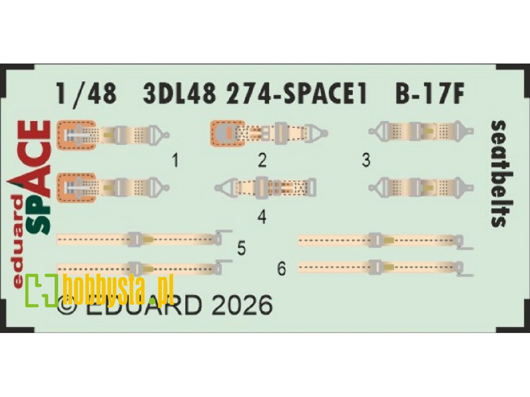 Boeing B-17 F - Seatbelts Space Set (For Revell Kits) - zdjęcie 1