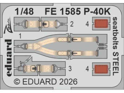 Curtiss P-40 K - Seatbelts Steel Zoom Set (For Eduard Kits) - zdjęcie 1