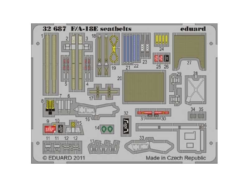  F/ A-18E seatbelts 1/32 - Trumpeter - blaszki - zdjęcie 1